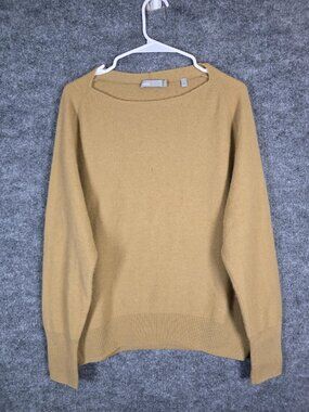 Vince Sweater Womens L Beige 100% Cashmere Boat Neck Pullover Damage Pilling